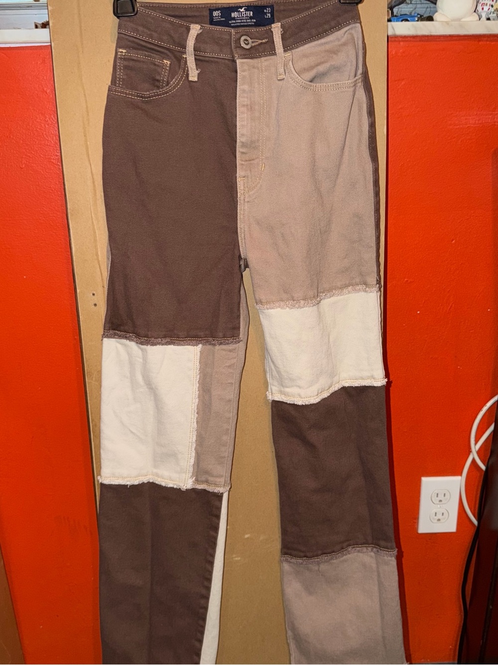 Hollister Women’s Patchwork Brown & Tan Pants